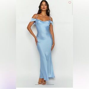 Beginning Boutique Sky Blue Satin Dress